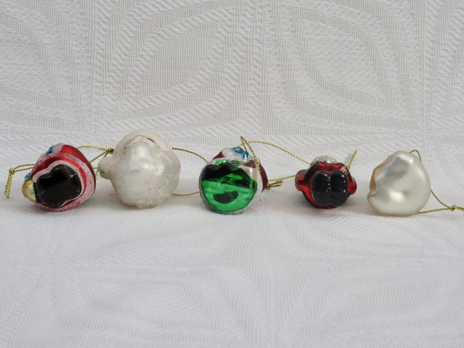 Vintage Christmas Decorations Glass Baubles x5 Santa Snowman Nutcracker - Image 4