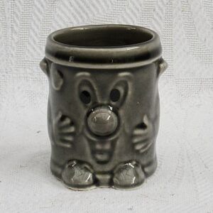 Vintage 80s Dusty Bin Egg Cup Ceramic TV Quiz Souvenir Image