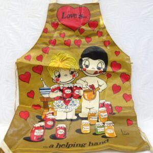 Vintage 80s Love Is Apron Cotton PVC Coated St Michael M&S
