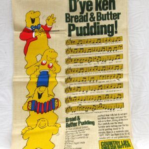 Vintage 80s Tea Towel Country Life Butter Bread Butter Pudding Song