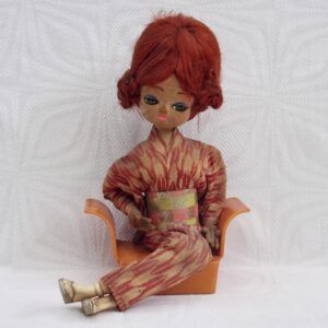 Vintage Bradley Pose Doll Sitting Red Hair Kimono 60s 70s Image