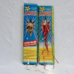 Vintage 60s Christmas Decorations Original Lametta 2 Boxes Red Gold Image
