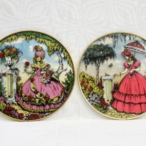 Vintage Crinoline Lady Domed Reverse Printed Perspex Thermometer Wall Hanging Image