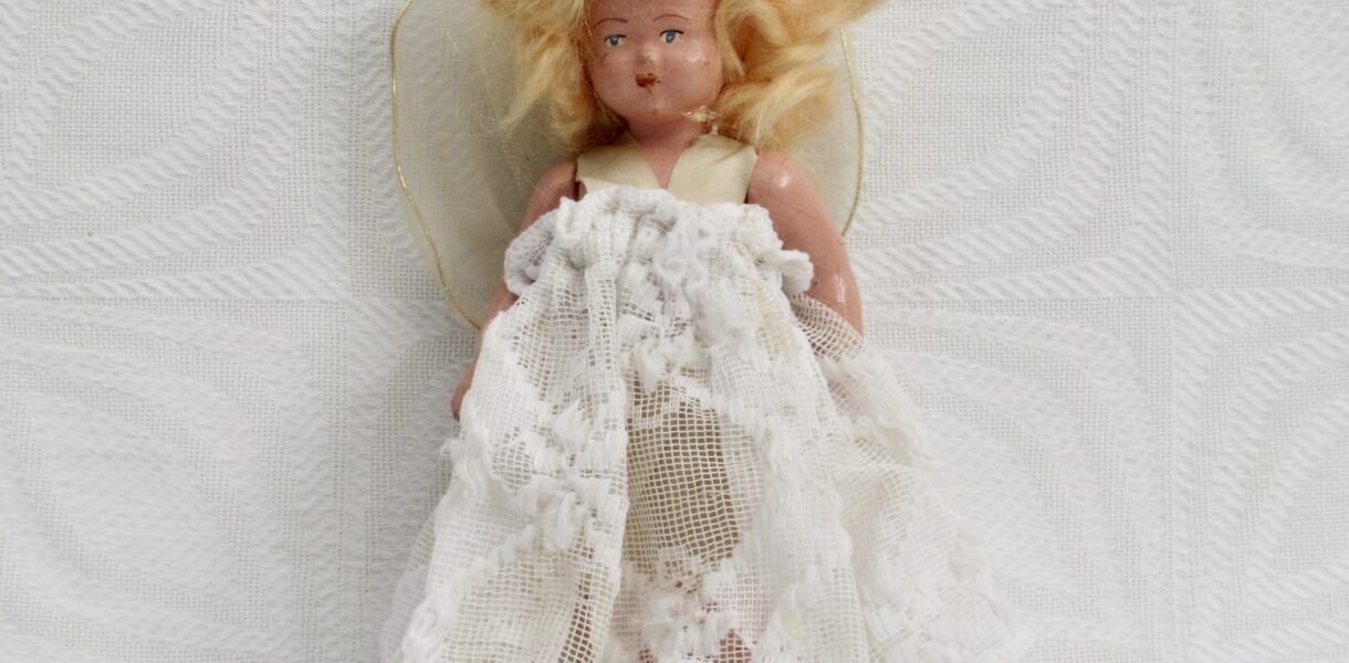 Vintage Dolly Christmas Tree Fairy Angel Old Hard Plastic 40s 50s Needs TLC Image
