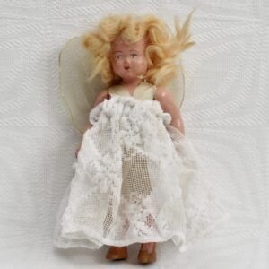Vintage Dolly Christmas Tree Fairy Angel Old Hard Plastic 40s 50s Needs TLC Image