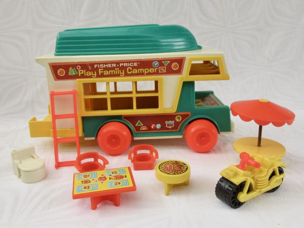 Vintage Fisher Price Campervan Play Family Camper with Accessories 1970s Image