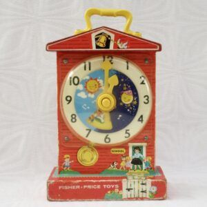 Vintage Fisher Price Musical Teaching Clock Toy 1960s Image