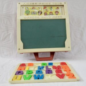Vintage Fisher Price School Days Desk Some Accessories 1970s Image