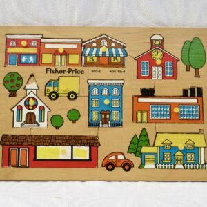 Vintage Fisher Price 592-E Wooden Peg Puzzle Board Age 1 1/2 - 4 For Sale