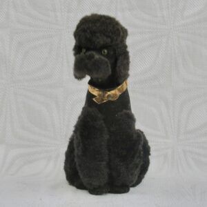Vintage Kitsch Nodding Dog Black Poodle Sitting 50s 60s Image