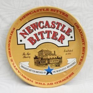 Vintage Newcastle Bitter Pub Drinks Tin Tray Yellow Tyne Brewery 1970s Image