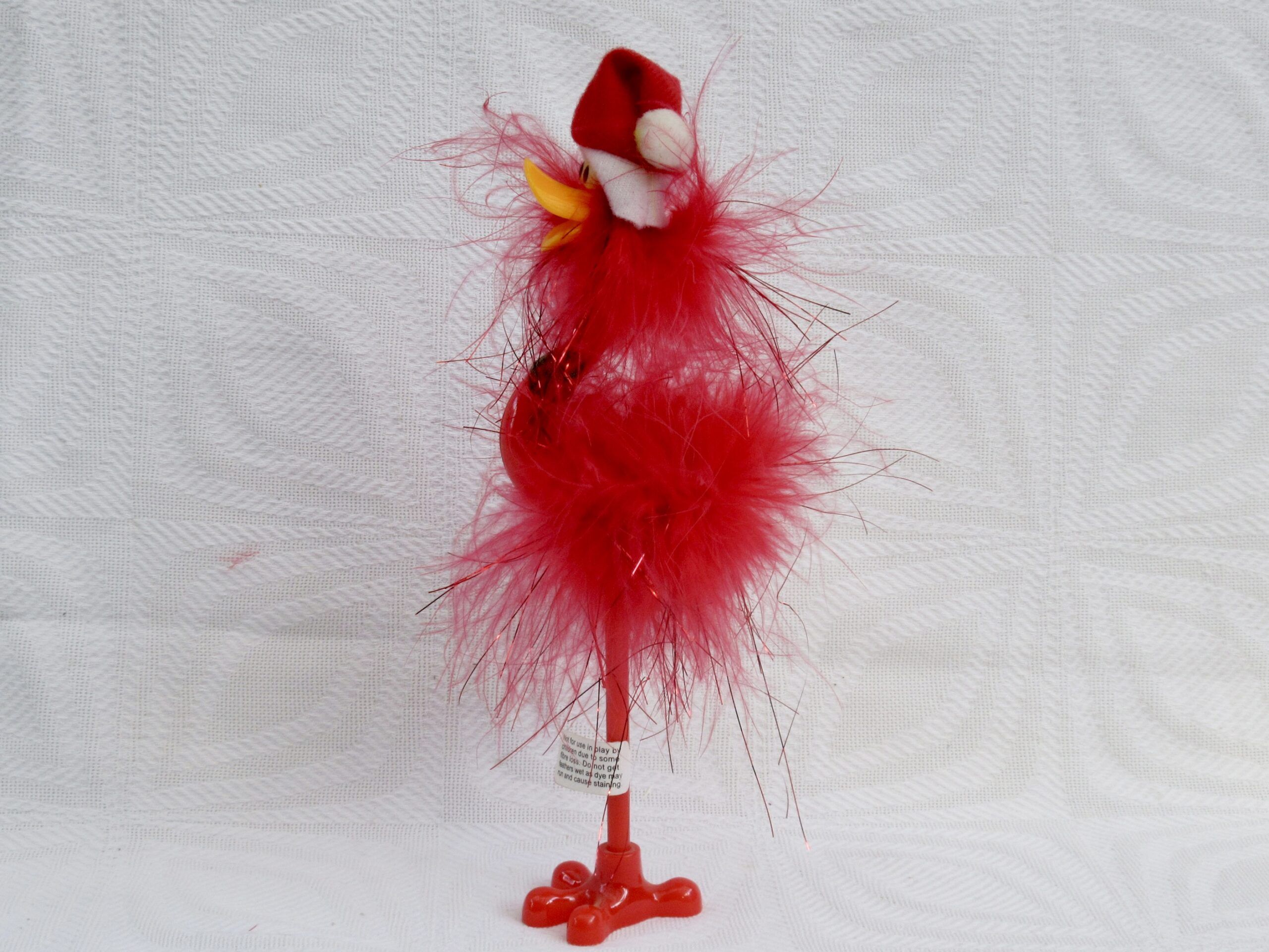 Vintage Novelty Christmas Pen Red Ostrich Emu Santa Hat Image