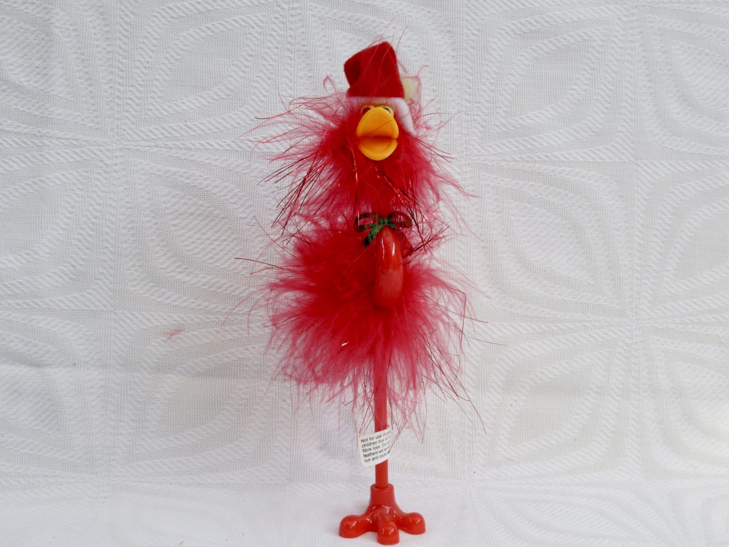 Vintage Novelty Christmas Pen Red Ostrich Emu Santa Hat - Image 3