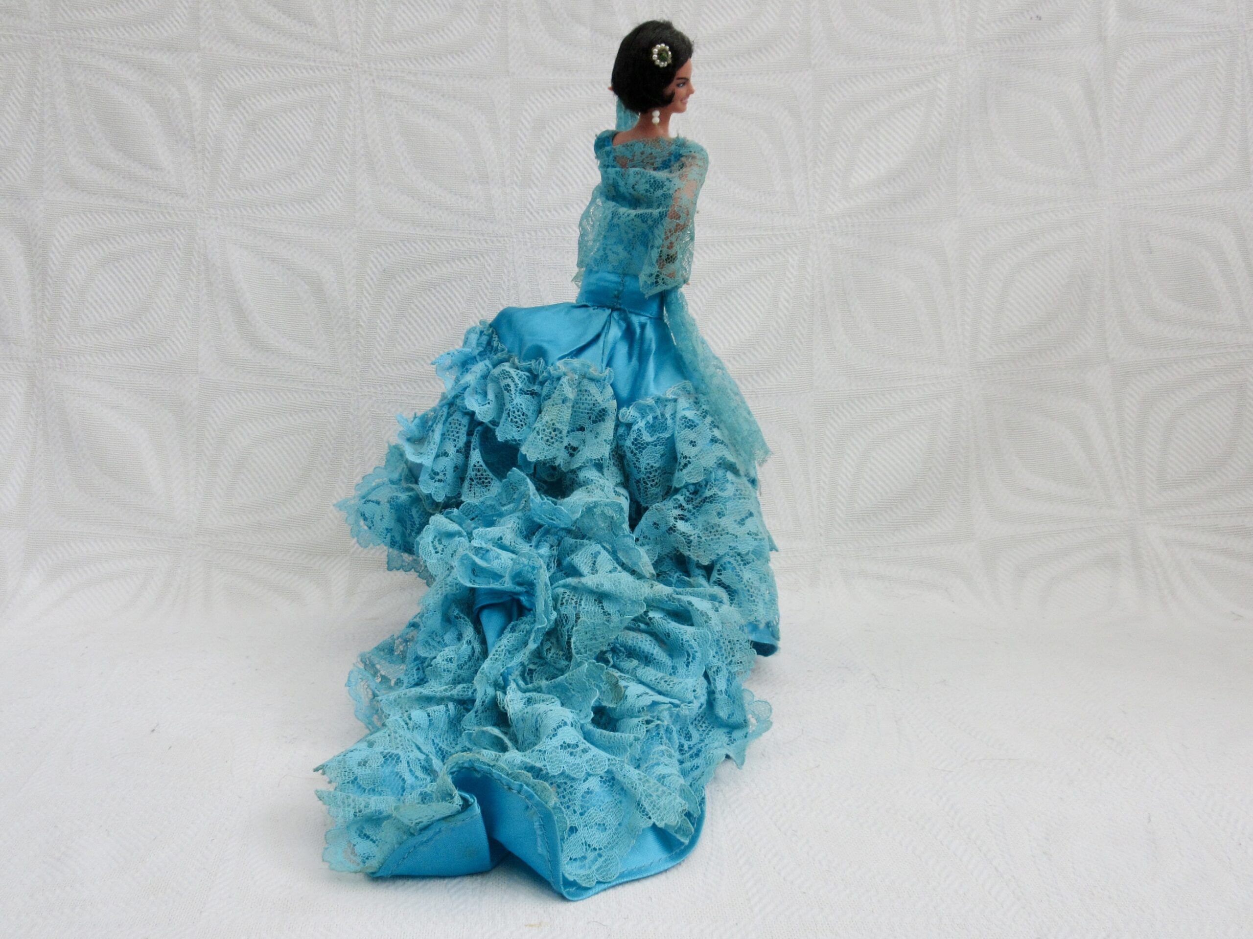 Vintage Spanish Flamenco Doll Bobbed Hair Blue Dress Boxed 60s 70s - Image 2