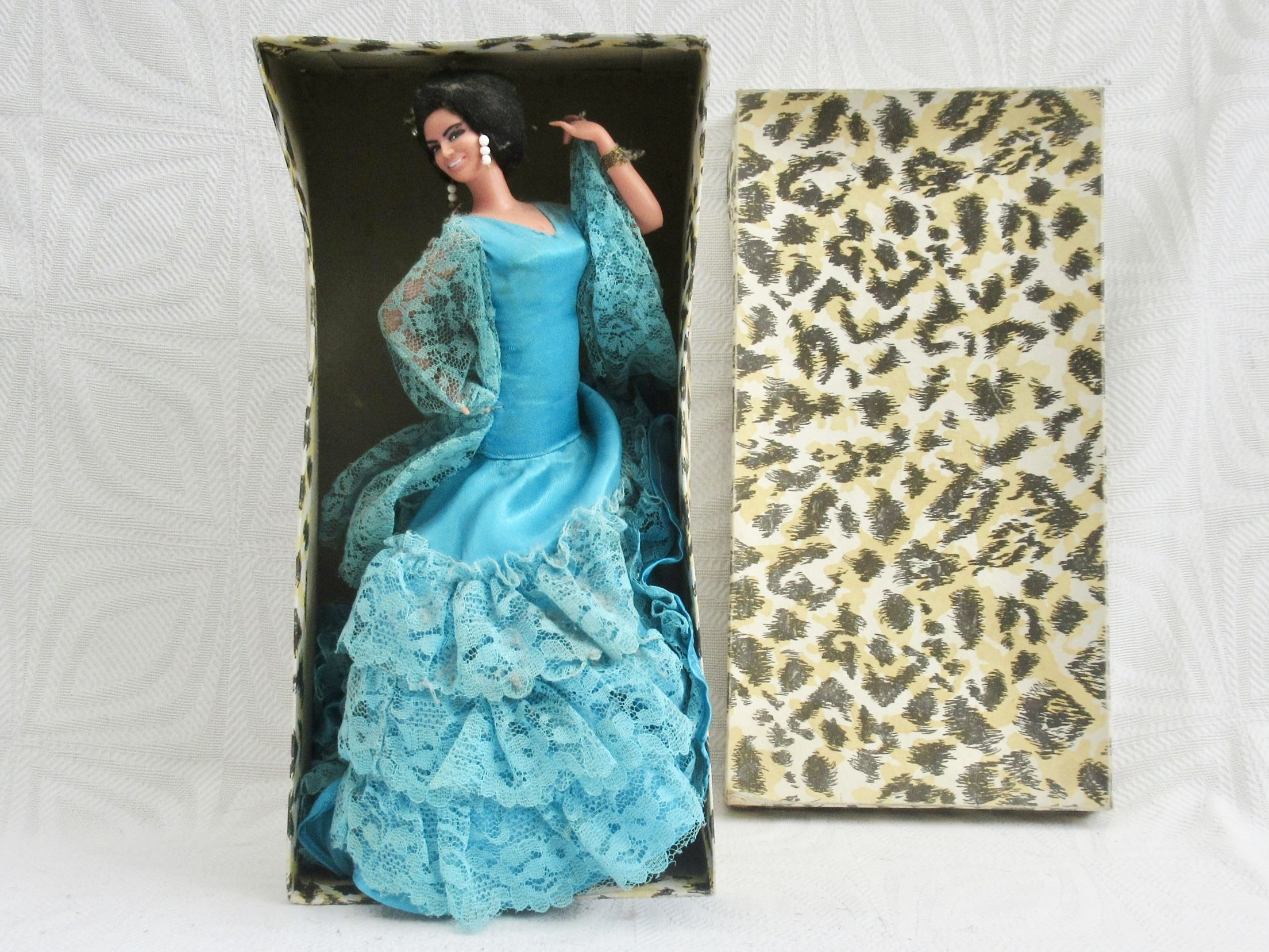 Vintage Spanish Flamenco Doll Bobbed Hair Blue Dress Boxed 60s 70s - Image 6