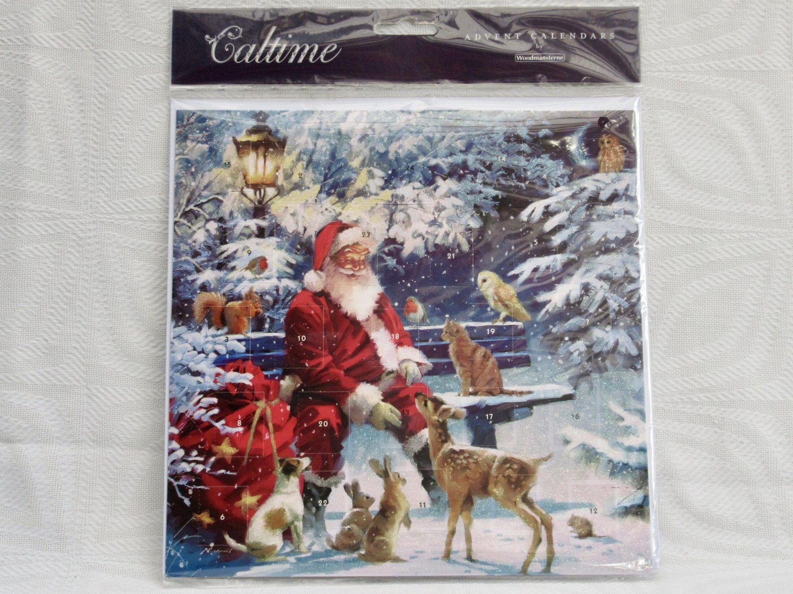 Vintage Style Traditional Advent Calendar Santa Glitter Woodmansterne BNIP Image