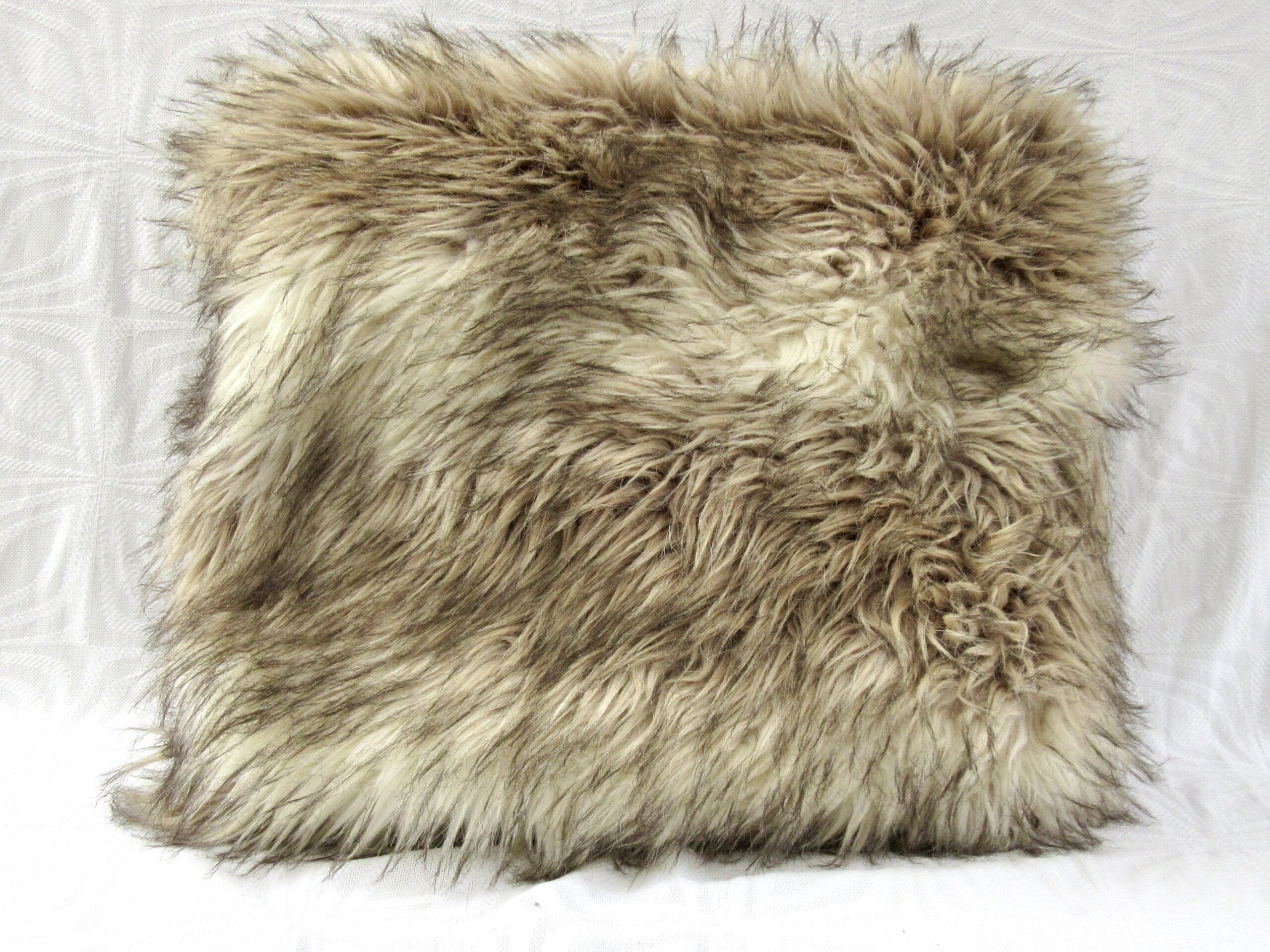 Vintage Handmade Faux Fur Cushion 18 Inch Square Winter Cosy - Image 2