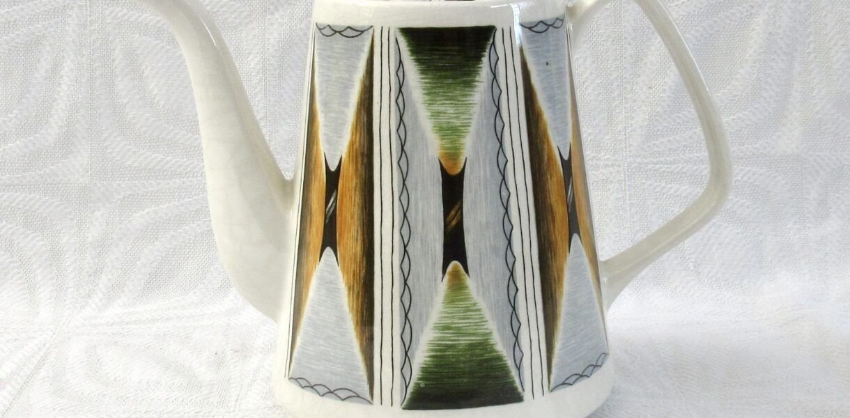 Vintage Lord Nelson Pottery Oasis Coffee Pot Abstract Mid Century Design 1960s Image