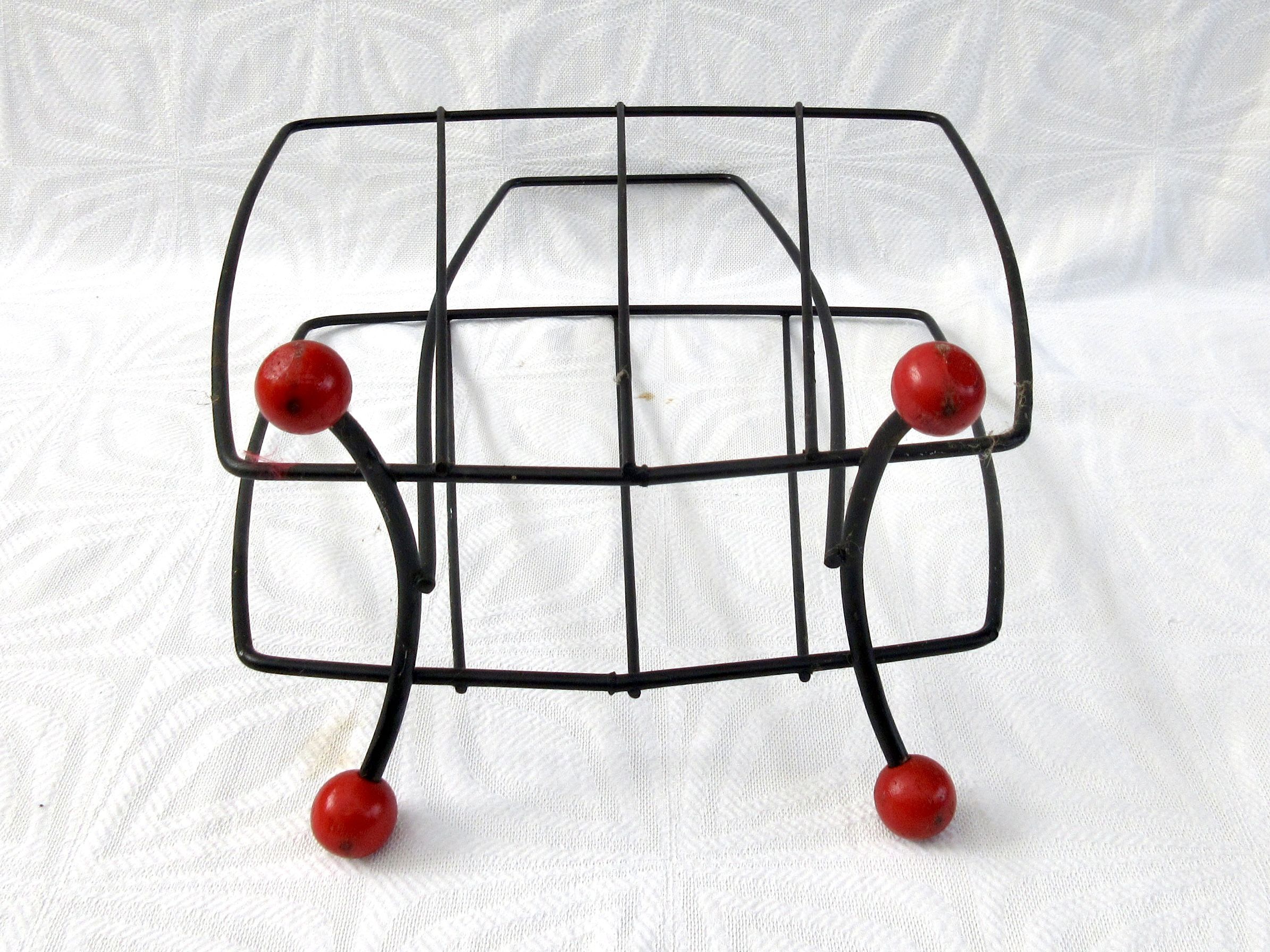 Vintage Tall Record Magazine Rack 1960s Atomic Balled Feet - Image 4