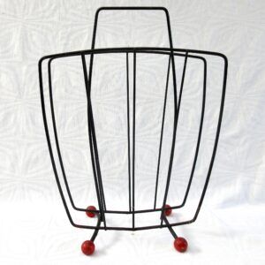 Vintage Tall Record Magazine Rack 1960s Atomic Balled Feet Image