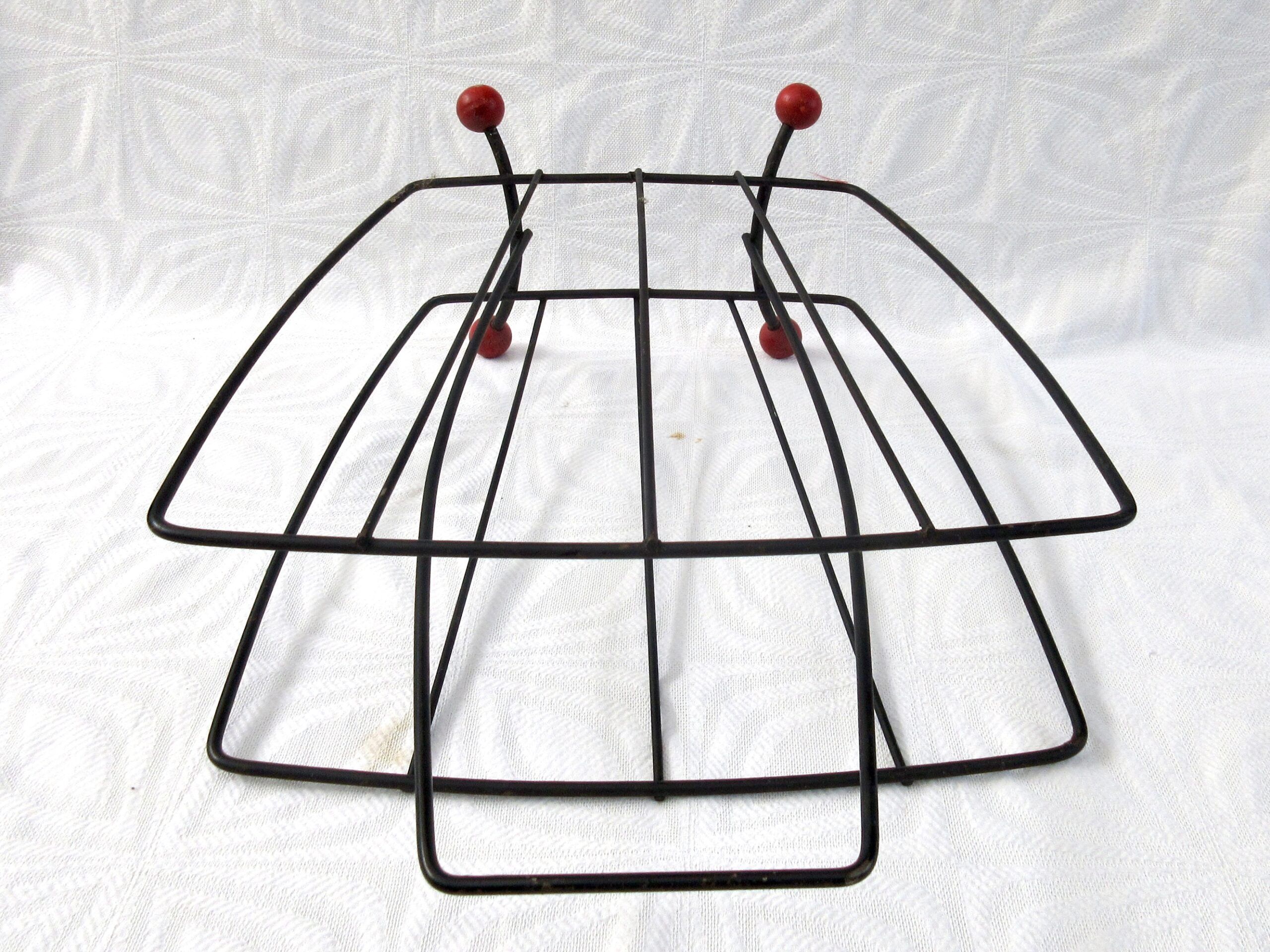 Vintage Tall Record Magazine Rack 1960s Atomic Balled Feet - Image 3