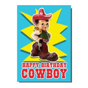 Vintage Happy Birthday Cowboy Greetings Card from Bite Your Granny Image