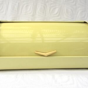 Vintage 1960s Yellow Bread Bin Classic Roll Top Metal Image