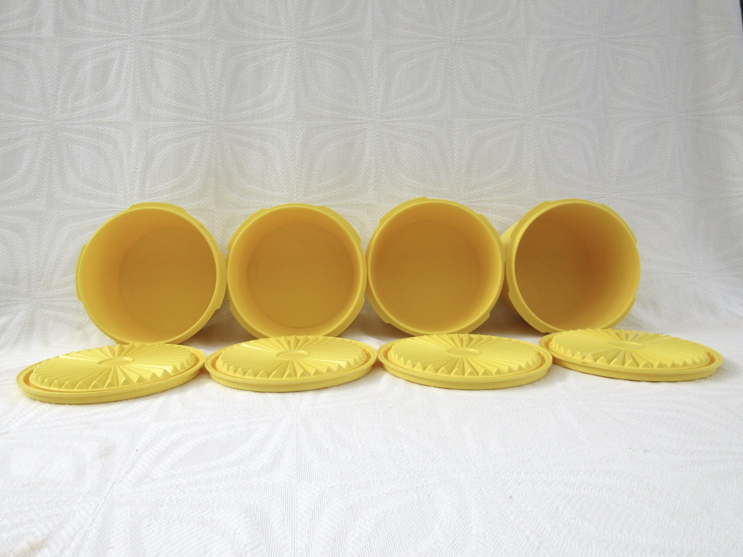 Vintage 1970s Tupperware Harvest Yellow Containers x4 Small - Image 2