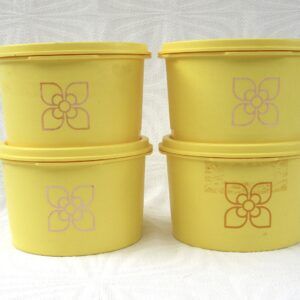 Vintage 1970s Tupperware Harvest Yellow Containers x4 Small Image