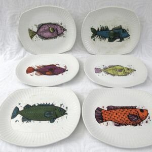 Vintage Aquarius Fish Plates Psychedelic Colours Late 60s Image