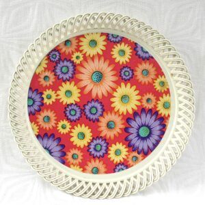 Vintage Flower Power Serving Tray Plastic Barware Kitchen 1970s Image