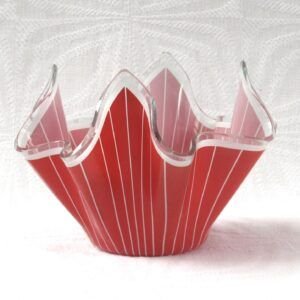 Vintage Handkerchief Vase Red Stripe Chance Glass 60s 70s Image