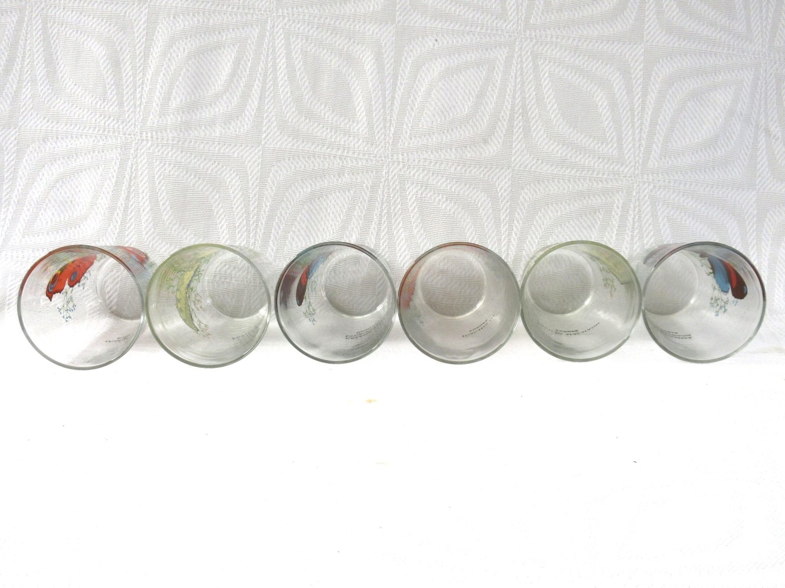 Vintage Reims Butterfly Drinking Glasses x6 60s 70s - Image 3