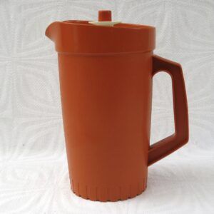 Vintage Tupperware Orange Jug Pitcher Seal N Serve 1970s Image
