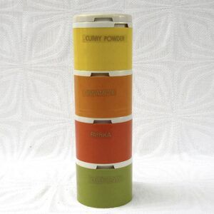Vintage Tupperware Spice Containers x4 Stackable Set With Lid 1970s Image