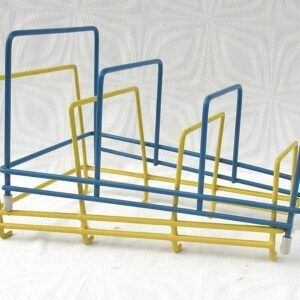 Vintage Wire Plate Rack Plastic Coated 1960s - Choose Blue or Yellow Image