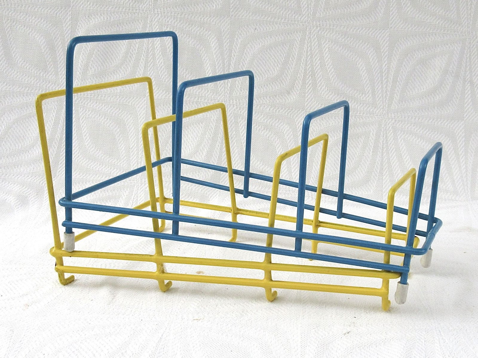 Vintage Wire Plate Rack Plastic Coated 1960s - Choose Blue or Yellow Image