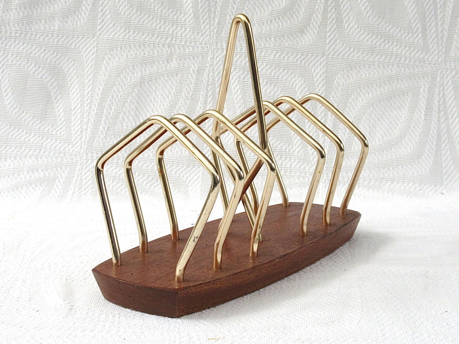 Vintage Wyncraft Toast Rack Brass Teak Mid Century 1960s Image