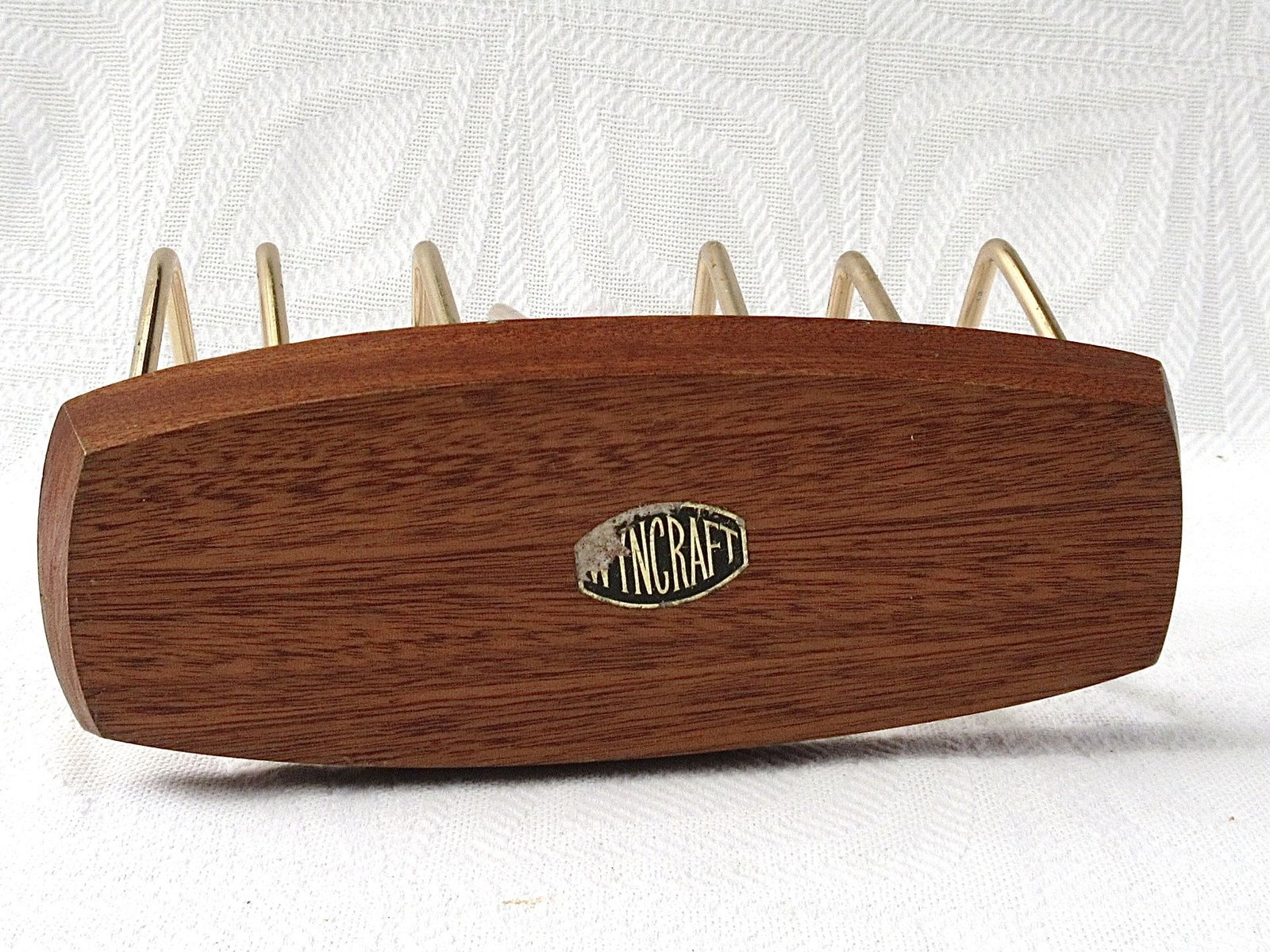 Vintage Wyncraft Toast Rack Brass Teak Mid Century 1960s - Image 4