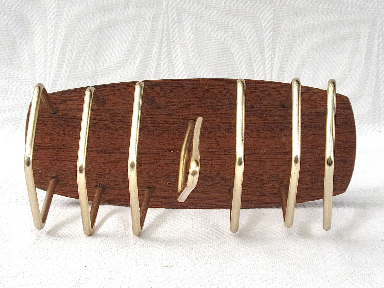Vintage Wyncraft Toast Rack Brass Teak Mid Century 1960s - Image 5
