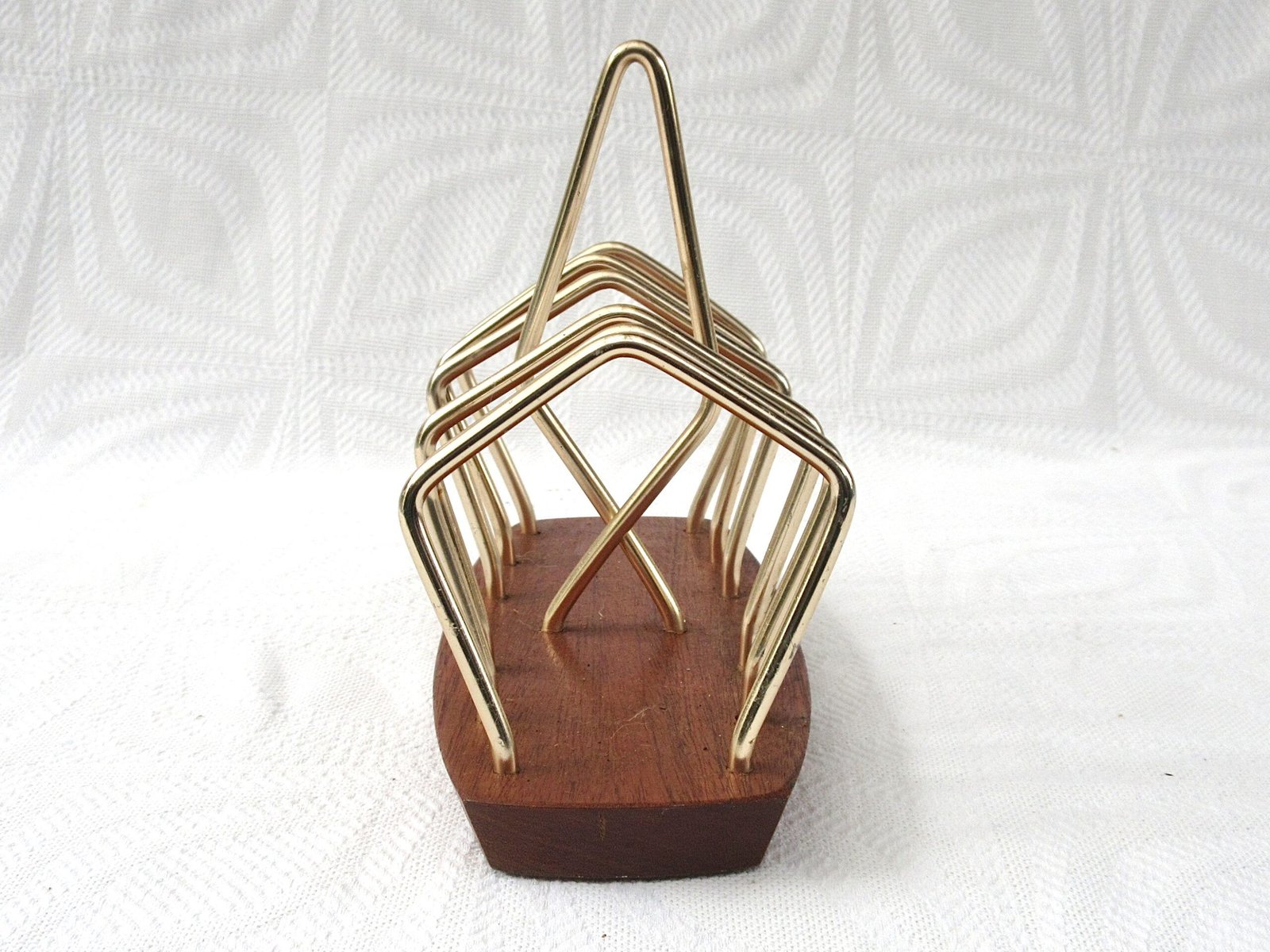 Vintage Wyncraft Toast Rack Brass Teak Mid Century 1960s - Image 3