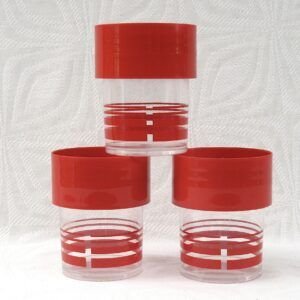 Vintage Erik Kold Red Plastic Storage Containers x3 Denmark 1980s Image