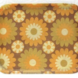 Vintage Fibreglass Rectangular Tray Flower Power 1970s Image