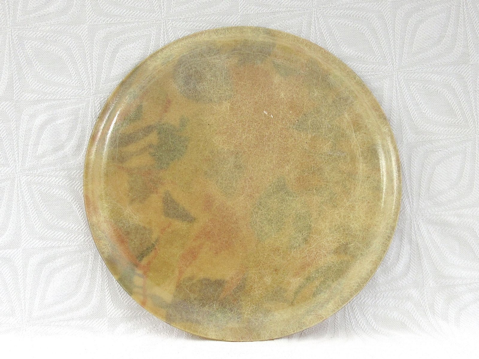 Vintage Fibreglass Round Tray Autumn Leaf Design 1970s - Image 2