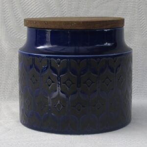 Vintage Hornsea Heirloom Small Storage Jar Midnight Blue 1970s Image