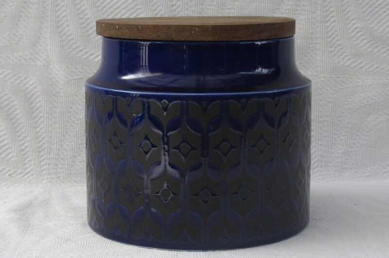 Vintage Hornsea Heirloom Small Storage Jar Midnight Blue 1970s Image