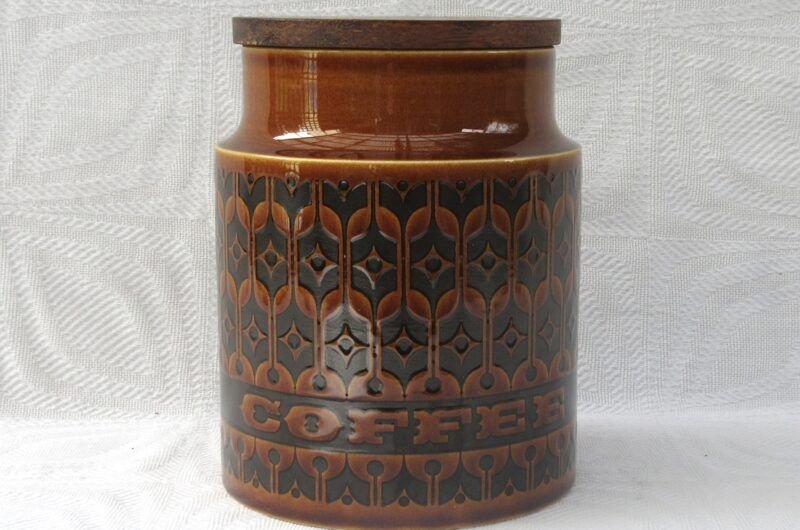 Vintage Hornsea Heirloom Coffee Tall Storage Jar Brown 1970s Image