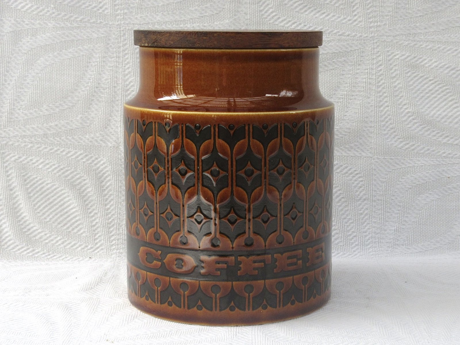 Vintage Hornsea Heirloom Coffee Tall Storage Jar Brown 1970s Image