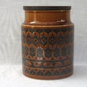 Vintage Hornsea Heirloom Sugar Tall Storage Jar Brown 1970s Image