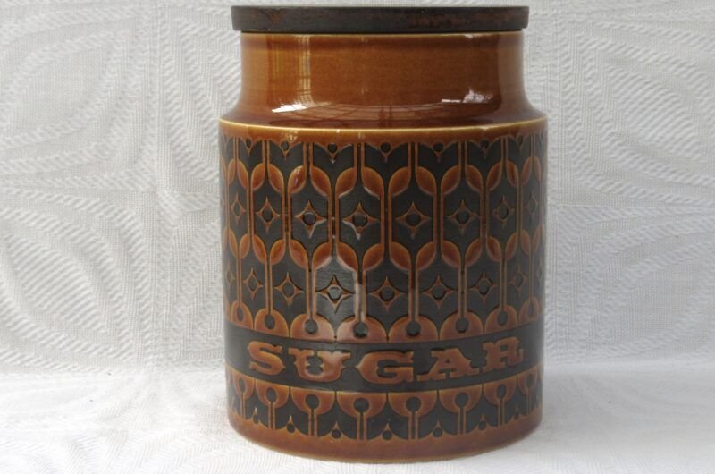 Vintage Hornsea Heirloom Sugar Tall Storage Jar Brown 1970s Image